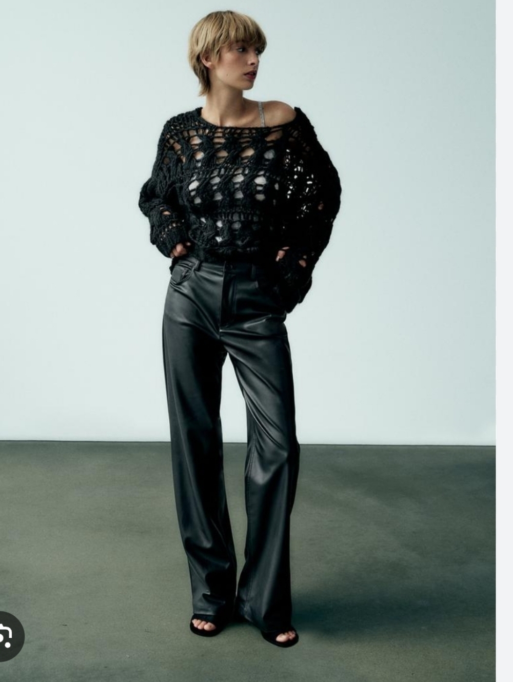 ZARA | leather stove pipe pants black Sz S